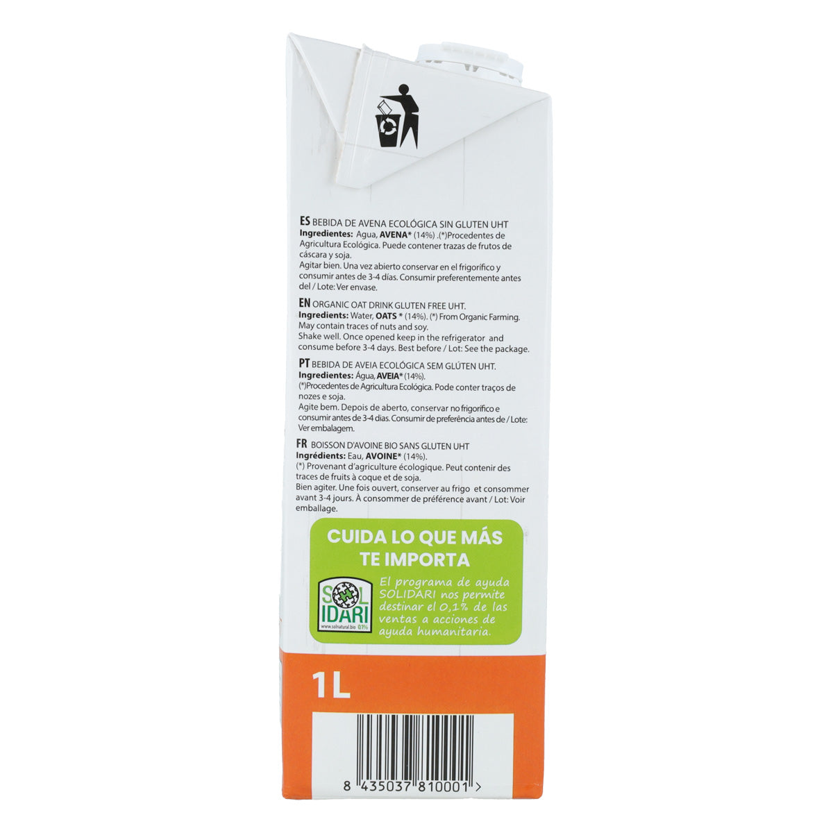 Glutenfreies Bio-Hafergetränk Sol Natural 1 l