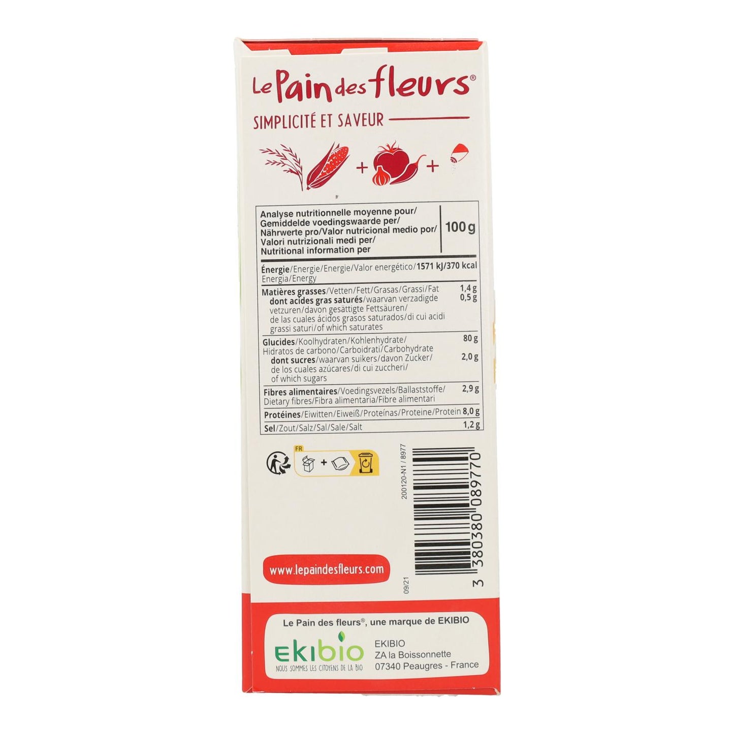 Knusprige, geröstete Tomaten-Paprika-Cracker zum Knabbern, glutenfrei, Bio, Le Pain de Fleurs, 150 g