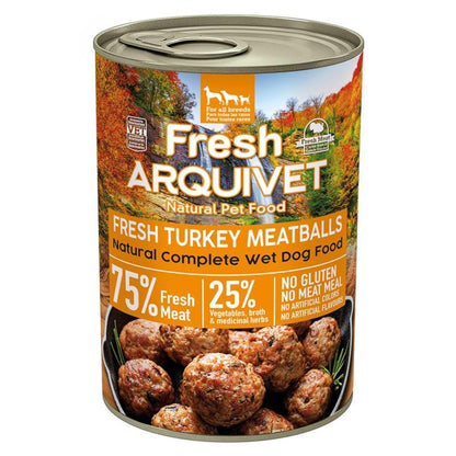 Frische Truthahnfleischbällchen Arquivet 400 g Nassfutter für Hunde mit Truthahn, Brokkoli und Kürbis