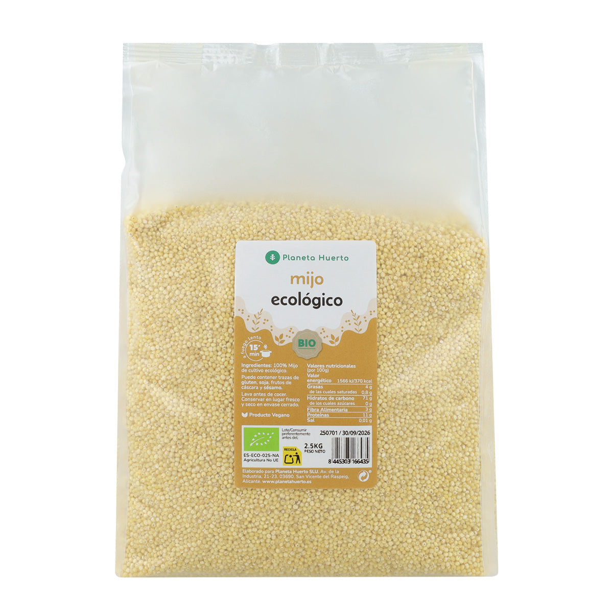 Geschälte Hirse ECO Planeta Huerto 2,5 kg