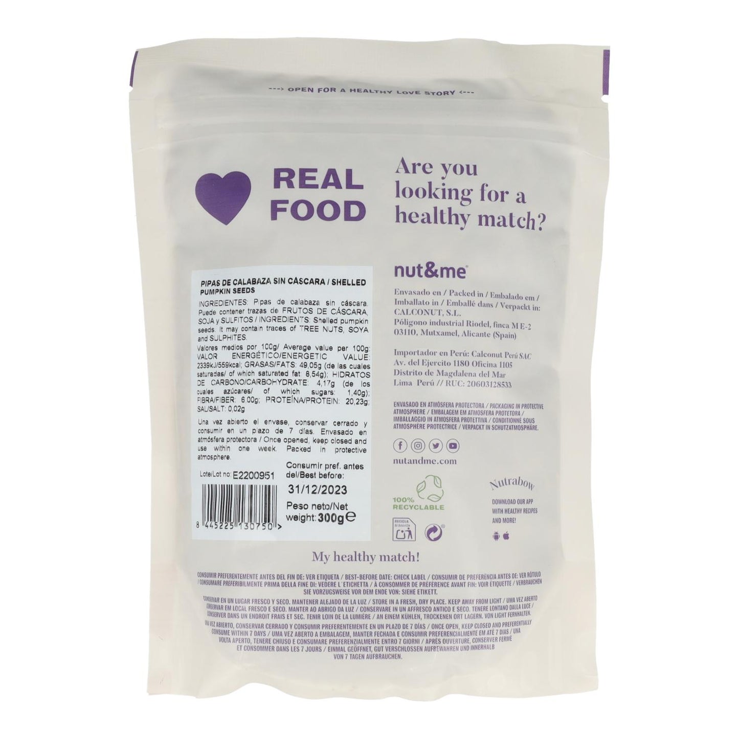 Nut&amp;me geschälte Kürbiskerne 300 g