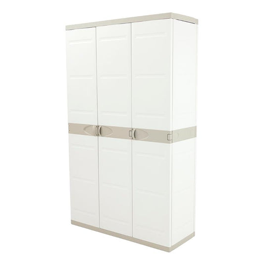 Armoire à 3 portes avec balai 105 cm Titanium Plastiken Beige (reconditionnée)