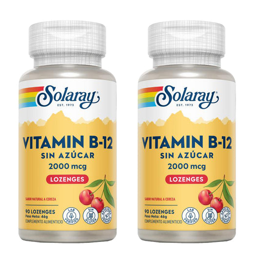 Pack 2x Vitamine B12 2000 Mcg sublinguale Solaray 90 comprimés
