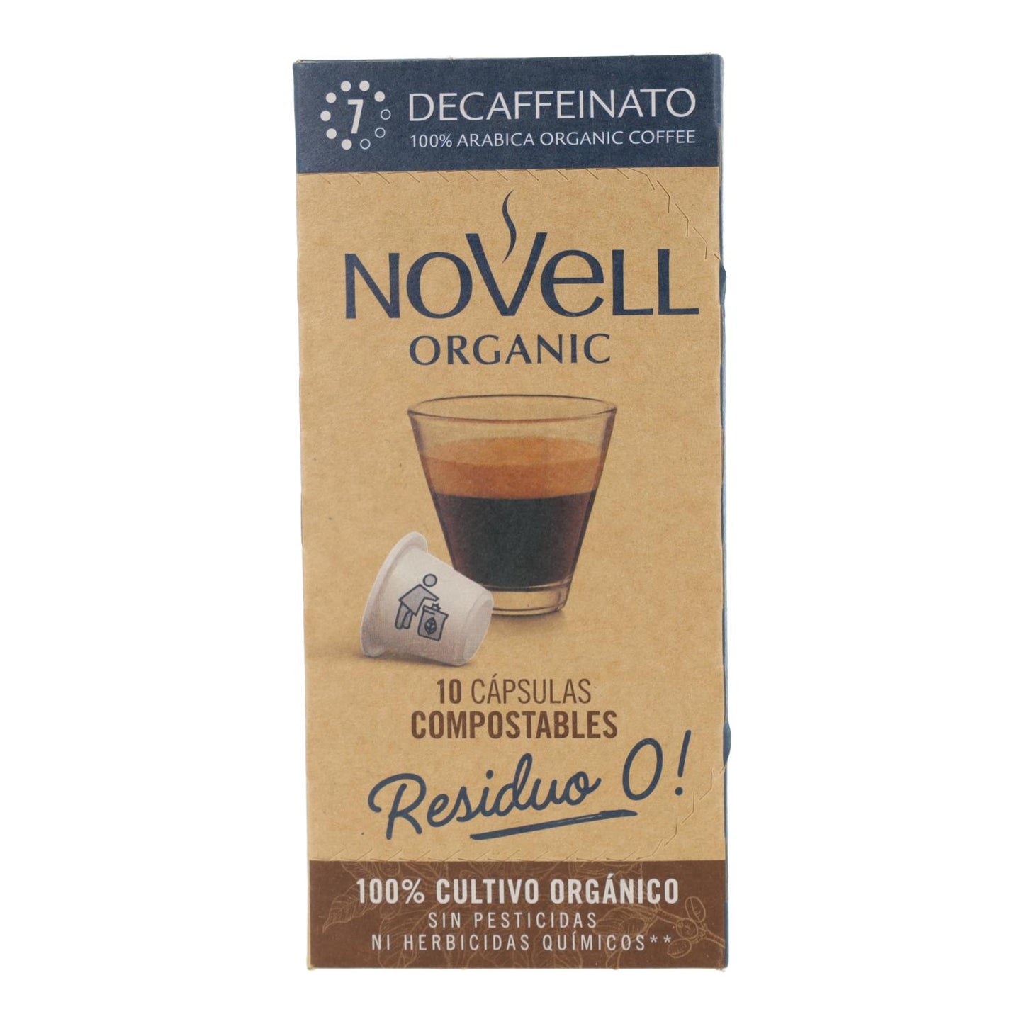 Composteerbare capsules met cafeïnevrije koffie voor Nespresso Novell 10 stuks