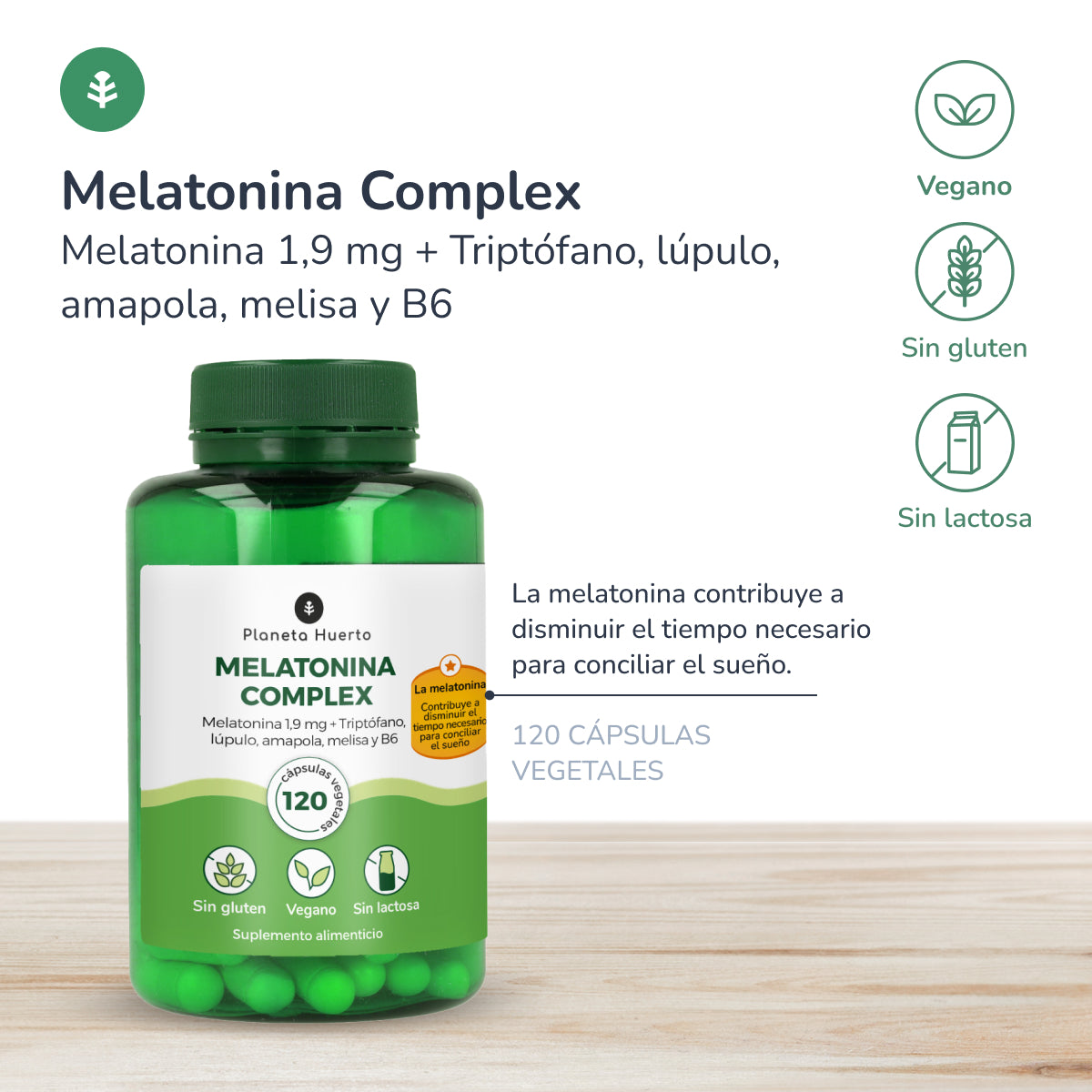 Confezione 3xComplesso di melatonina Planeta Huerto 120 capsule
