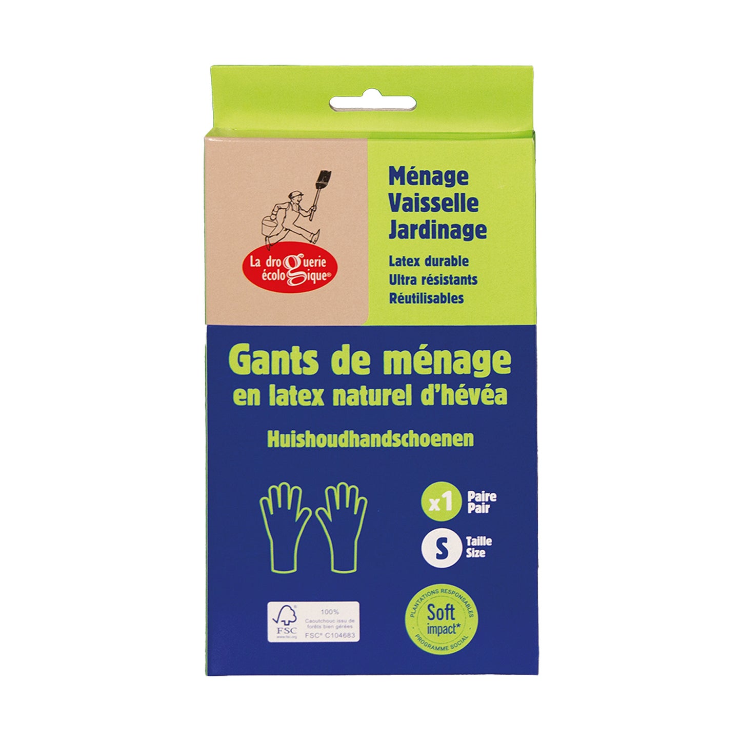 FSC La Droguerie Écologique latex gloves, size S