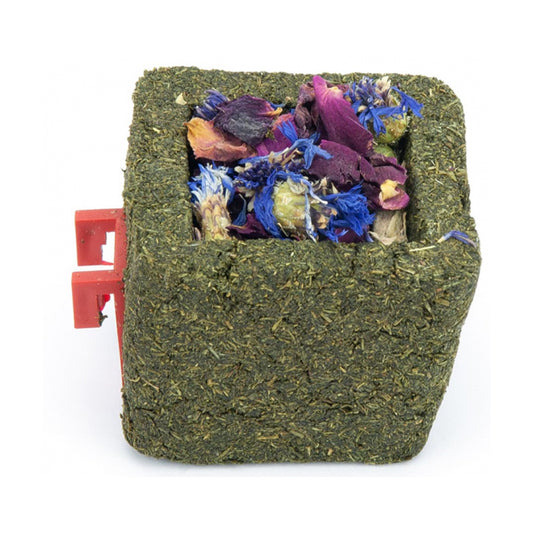 Bloemenhosomaki: blauwe korenbloem en rozenblaadjes Ribero, sushi-snack voor konijnen en knaagdieren