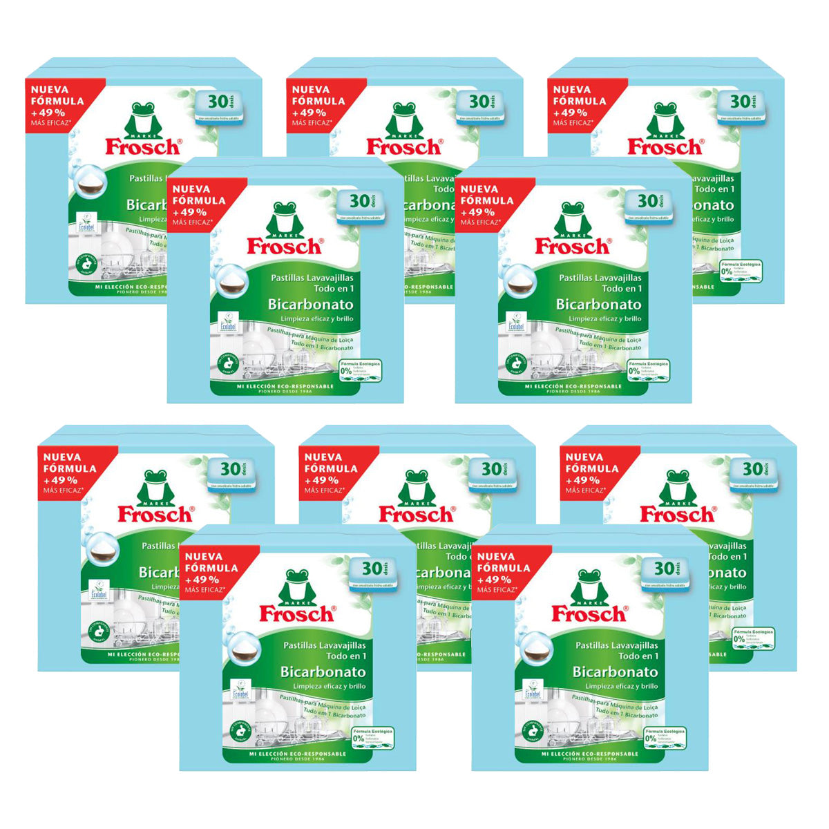 Packung mit 10 Frosch Geschirrspültabs (je 30 Tabs)