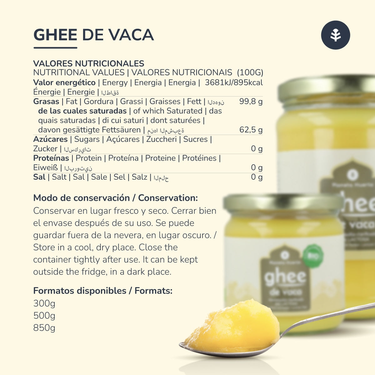 Packung 6xGhee geklärte Butter ECO Planeta Huerto 500 gr