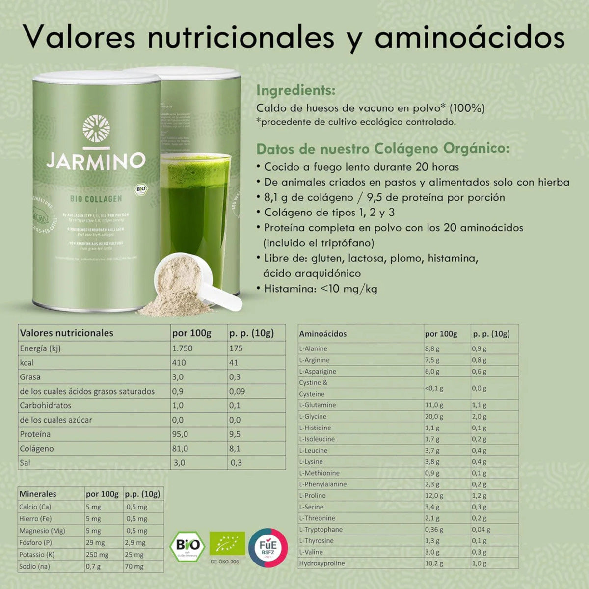 Collagène bio en poudre Jarmino 300 g