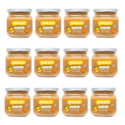 Pack of 12 Organic Multifruit Jars with Mango +6 Months Smileat
