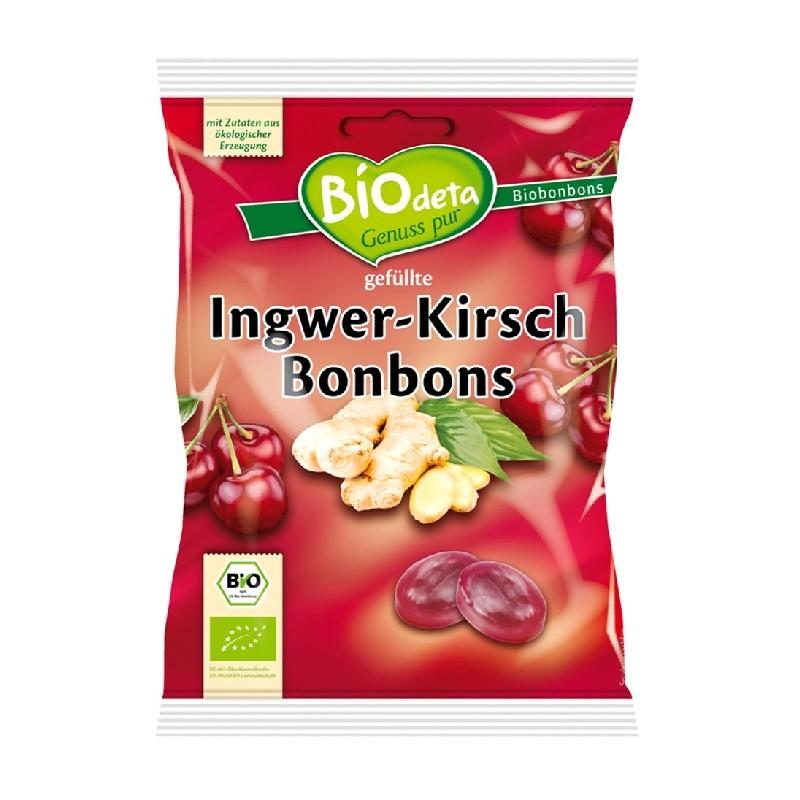 Fyllda karameller med ingefära och körsbär Biodeta 75 g