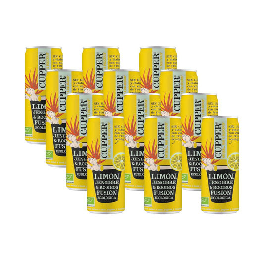 12er-Packung Cupper Erfrischungsgetränke in den Geschmacksrichtungen Ingwer, Zitrone und Rooibos (je 250 ml)