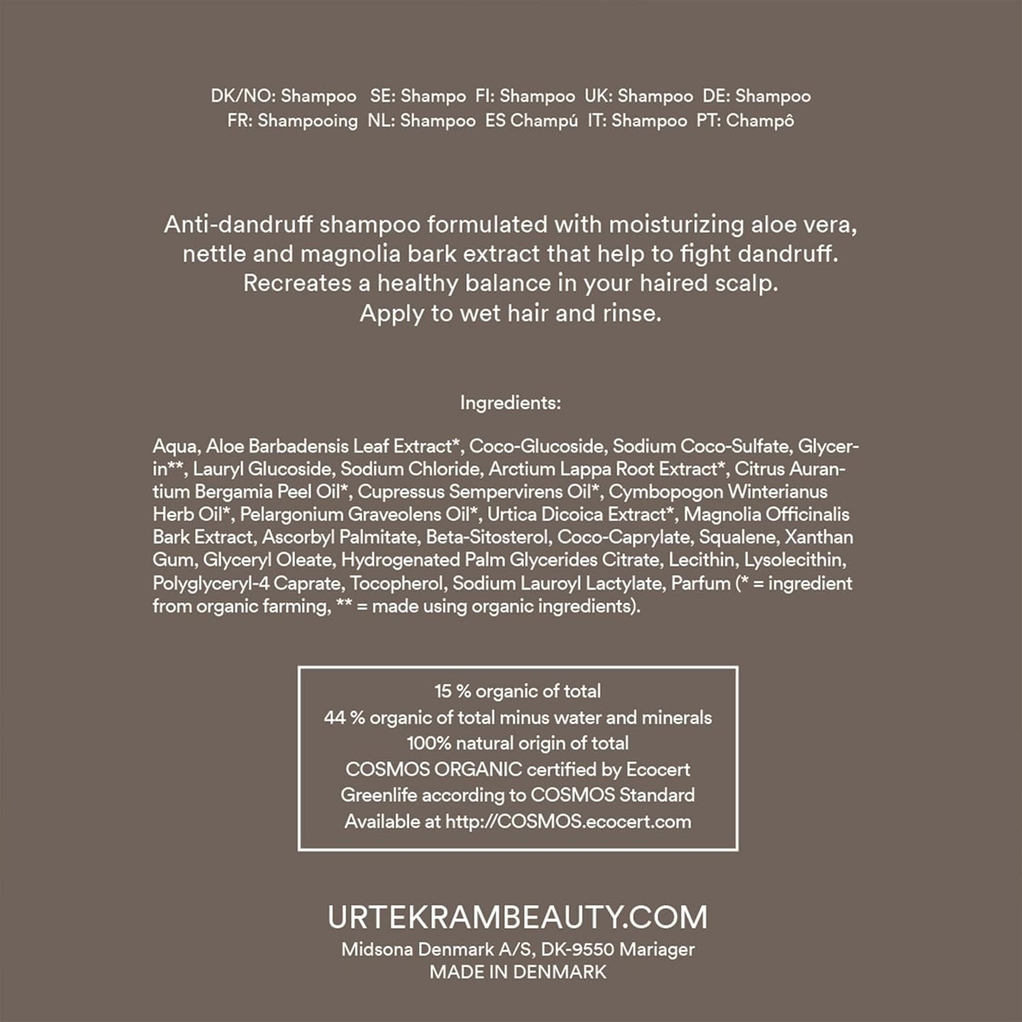 Confezione da 2 shampoo antiforfora all'ortica Urtekram 500 ml