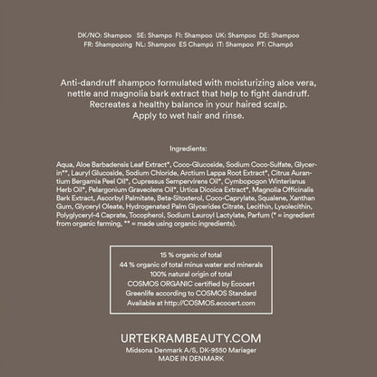 Confezione da 2 shampoo antiforfora all'ortica Urtekram 500 ml