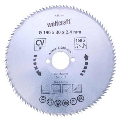 Wolfcraft Kreissägeblätter für feine Schnitte 190 x 16 mm 100 Zähne