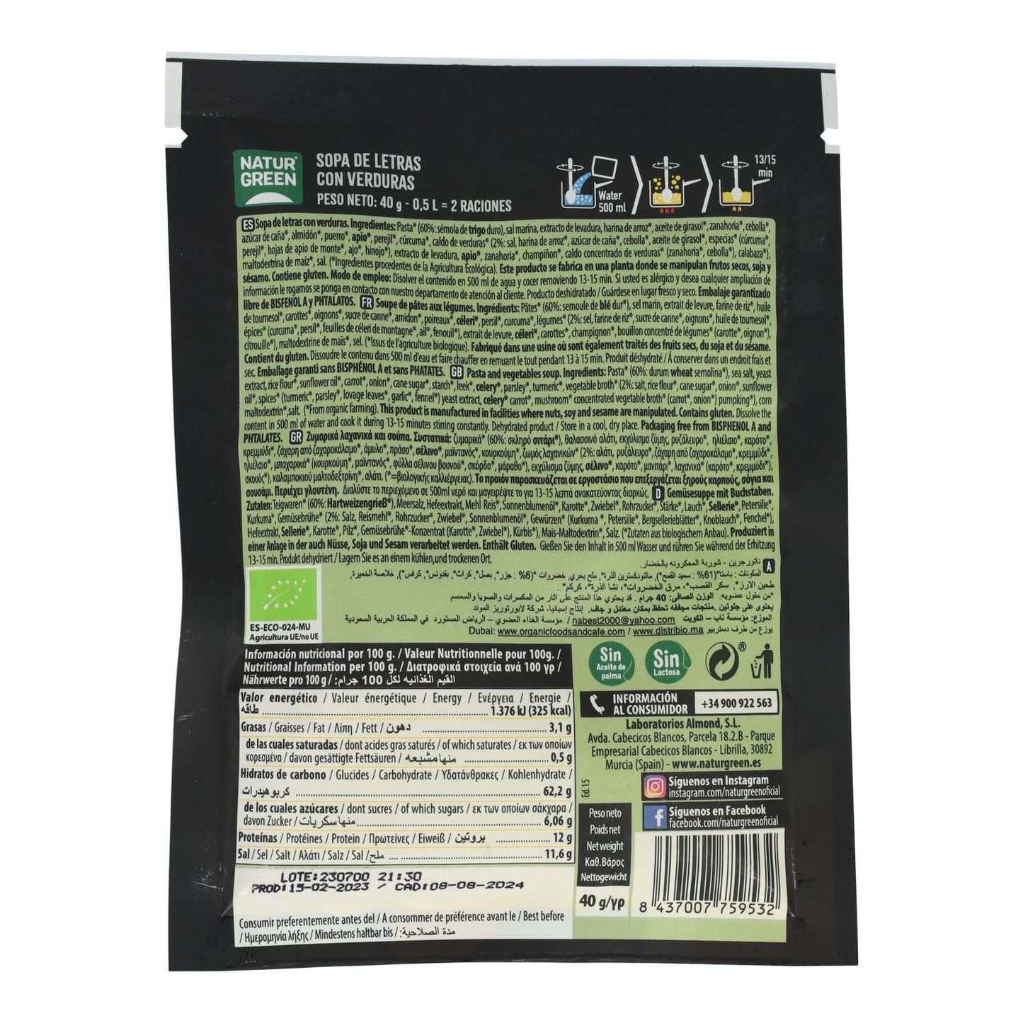 Naturgreen Bio-Gemüse-Alphabetsuppe, 40g