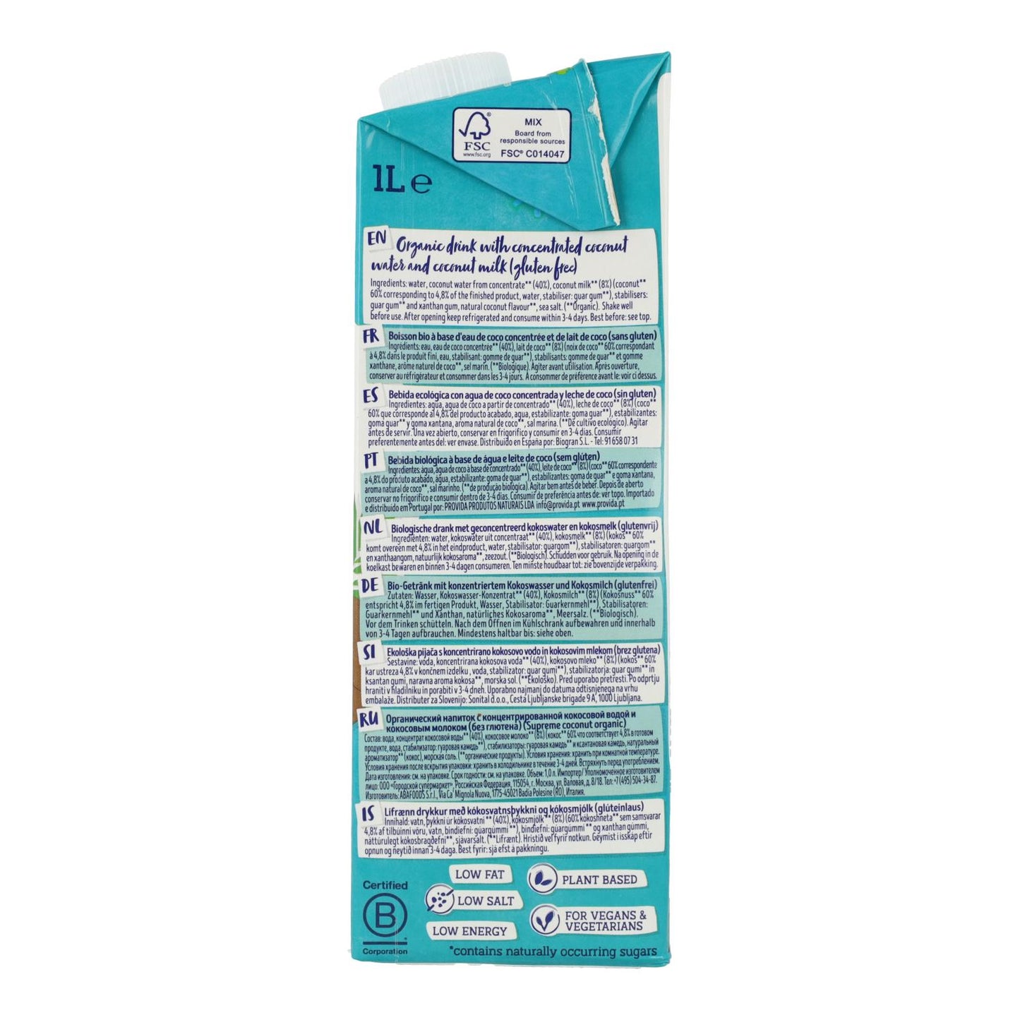 Kokosnussgetränk Supreme Bio Isola Bio 1 l
