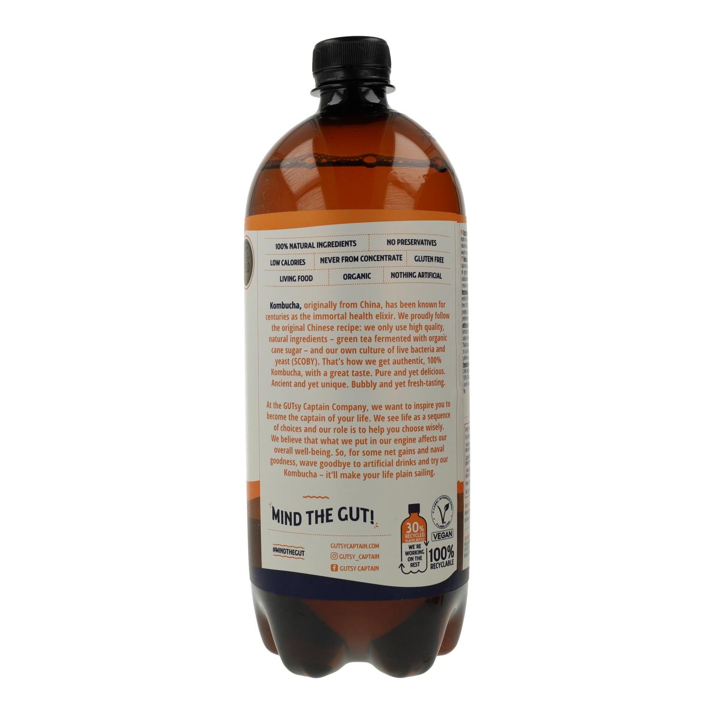 Captain Kombucha Organic Ginger and Lemon Kombucha Drink 400 ml