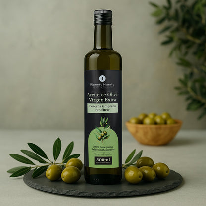 3-pack Planeta Huerto extra jungfruolja, tidig skörd, grön, ofiltrerad, 500 ml