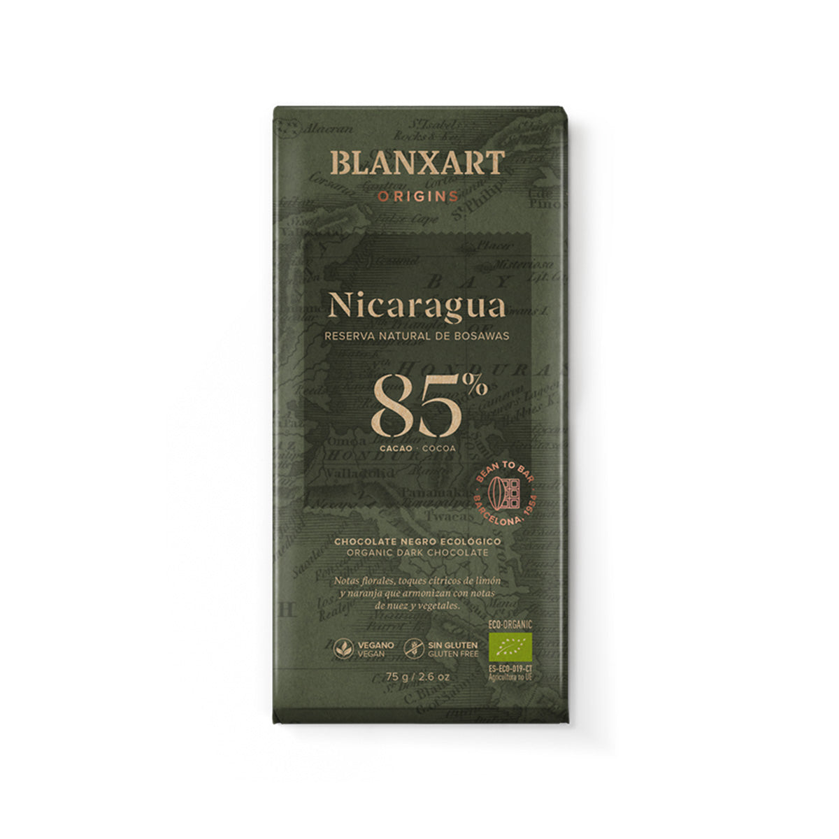 Cioccolato fondente 85% Nicaragua Eco Vegano Senza glutine Blanxart 75 g