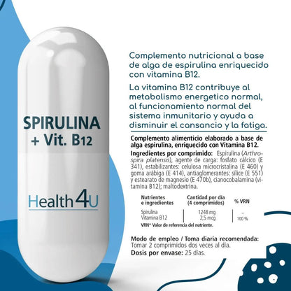 H4U Spiruline + Vitamine B12 100 comprimés 400 mg