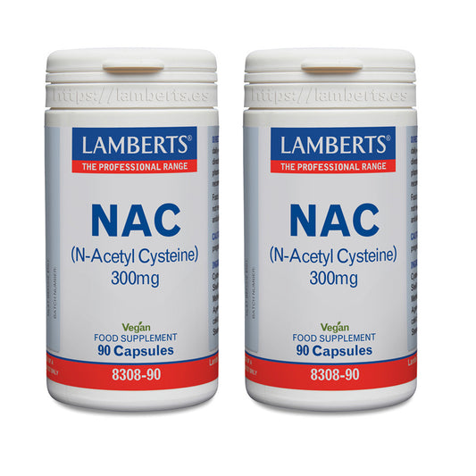 Pack 2x NAC (N-Acetylcystein) Lamberts 300 mg, 90 kapslar