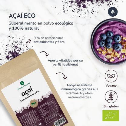 Açaí-pulver ECO Planeta Huerto 70 gr