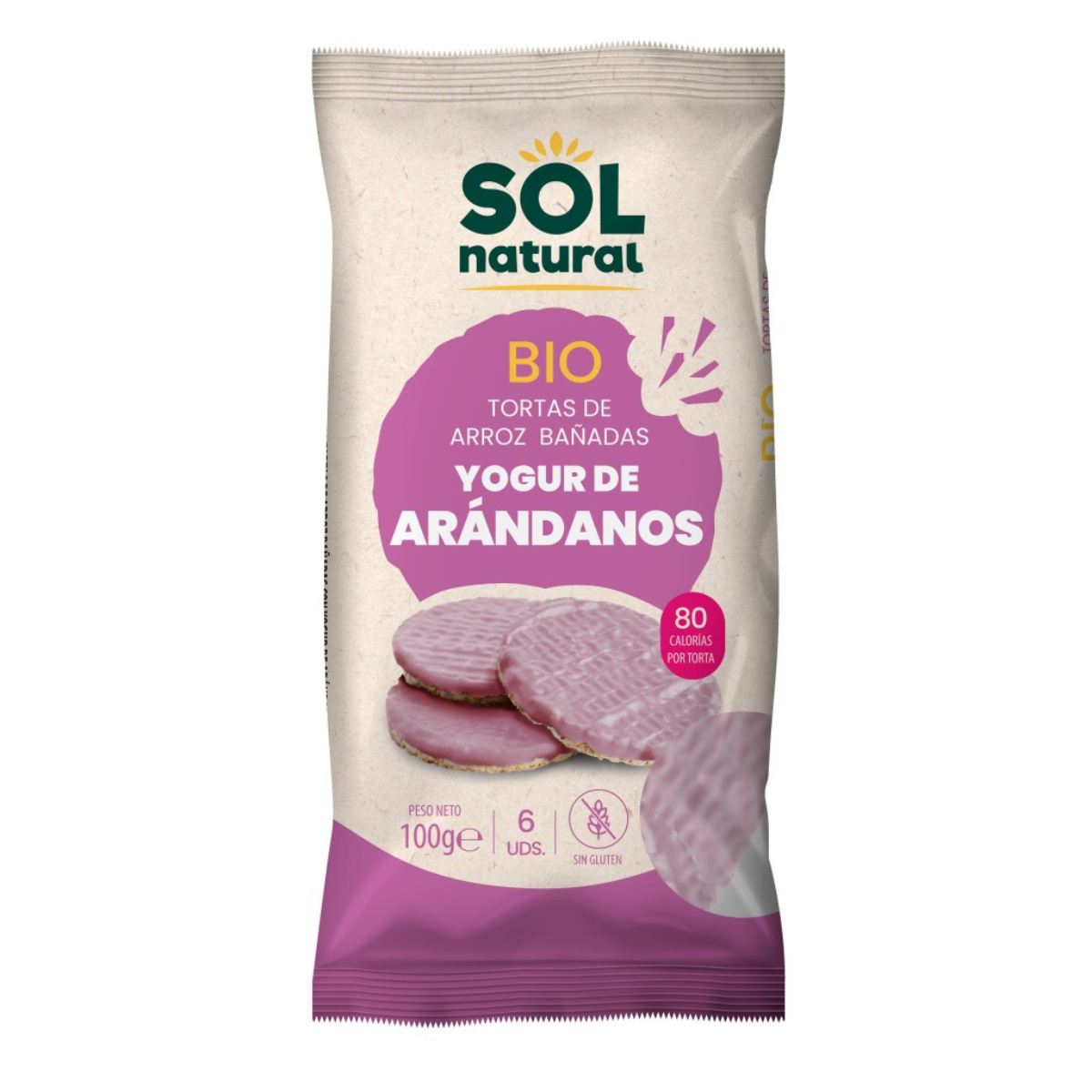 Risbollar med blåbärsyoghurt Sol Natural 100 g
