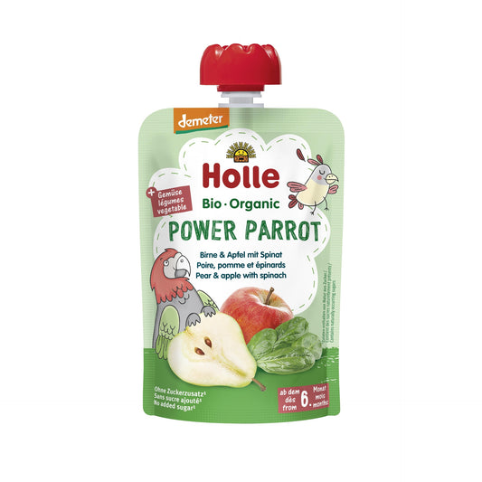 POWER PARROT - Peer, appel en spinazie (vanaf 6 maanden) Eco/Dem Holle 100 g