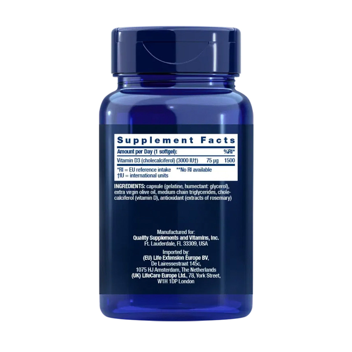 Vitamina D3 3.000 UI, Life Extension 120 capsule