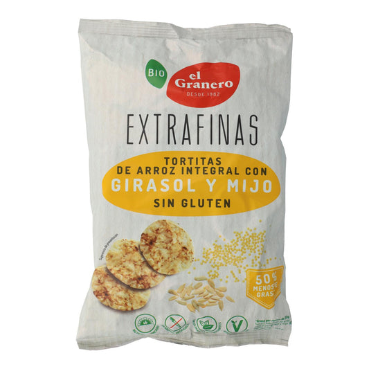 Extra-thin Organic Brown Rice and Sunflower Seed Crisps, Gluten-free, El Granero 60 g