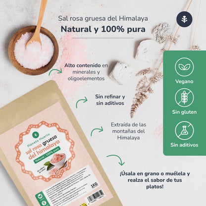 Grovt rosa Himalayasalt Planeta Huerto 1 kg