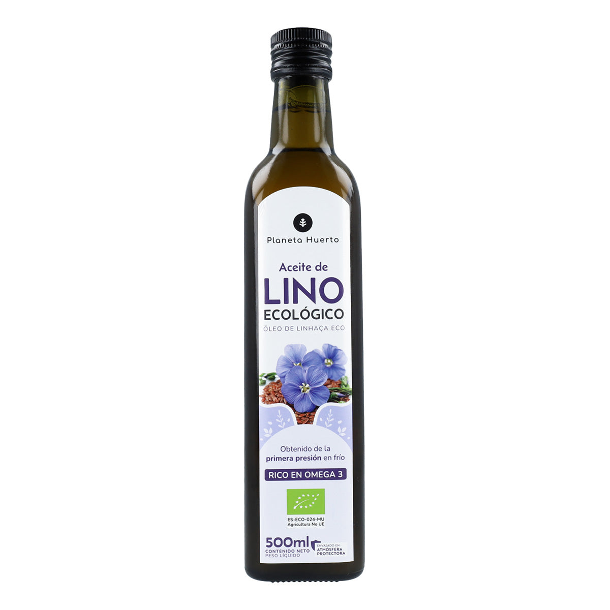 Confezione da 2 oli di lino spremuto a freddo ECO Planeta Huerto 500 ml