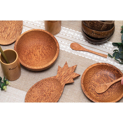 Piatto in legno di cocco a forma di ananas 25 x 11 cm