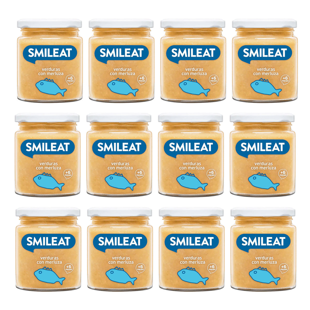Opakowanie 12x słoiczków BIO z warzywami i morszczukiem +6 miesięcy Smileat 230 g