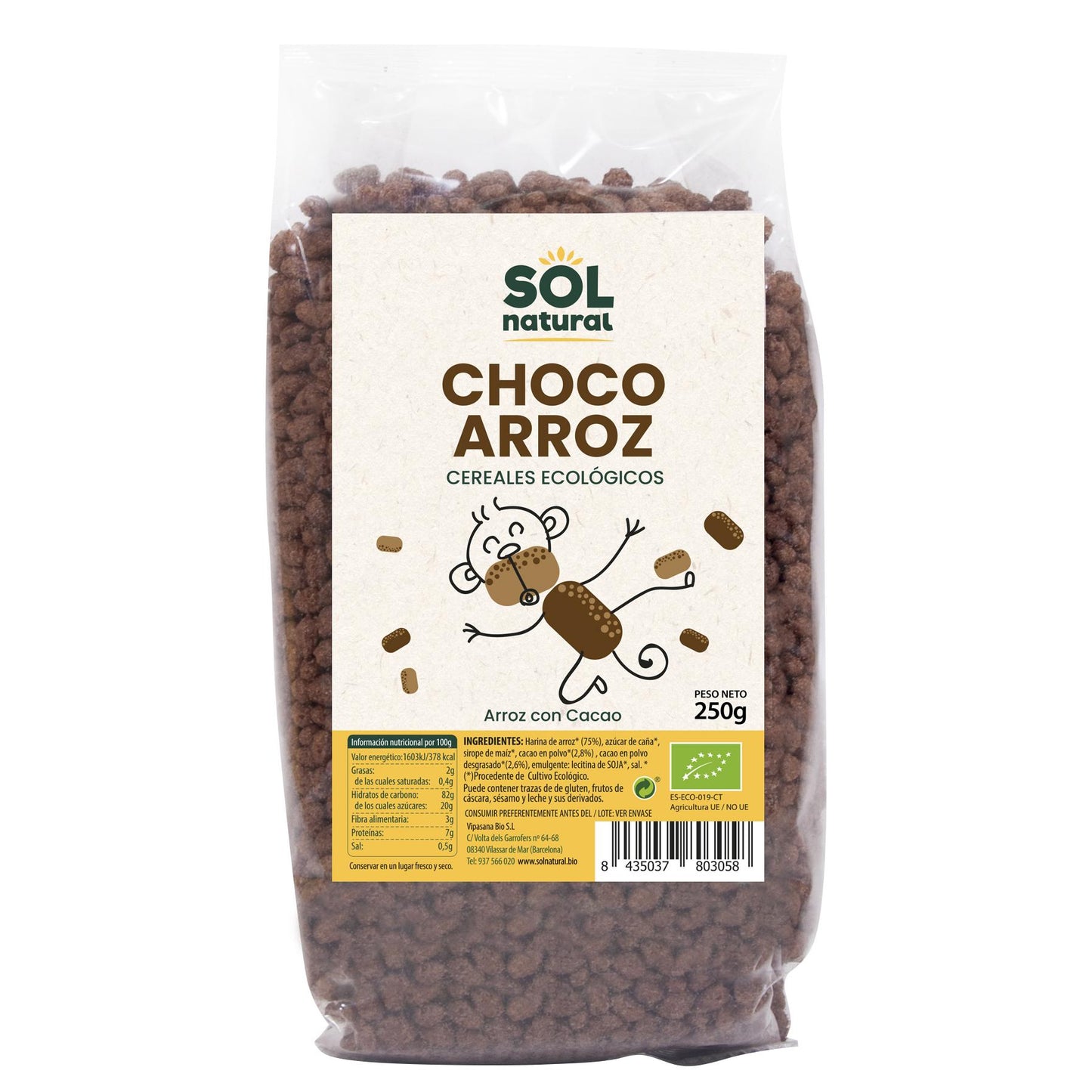 Choco Arroz hinchado bio Sol Natural 250 g