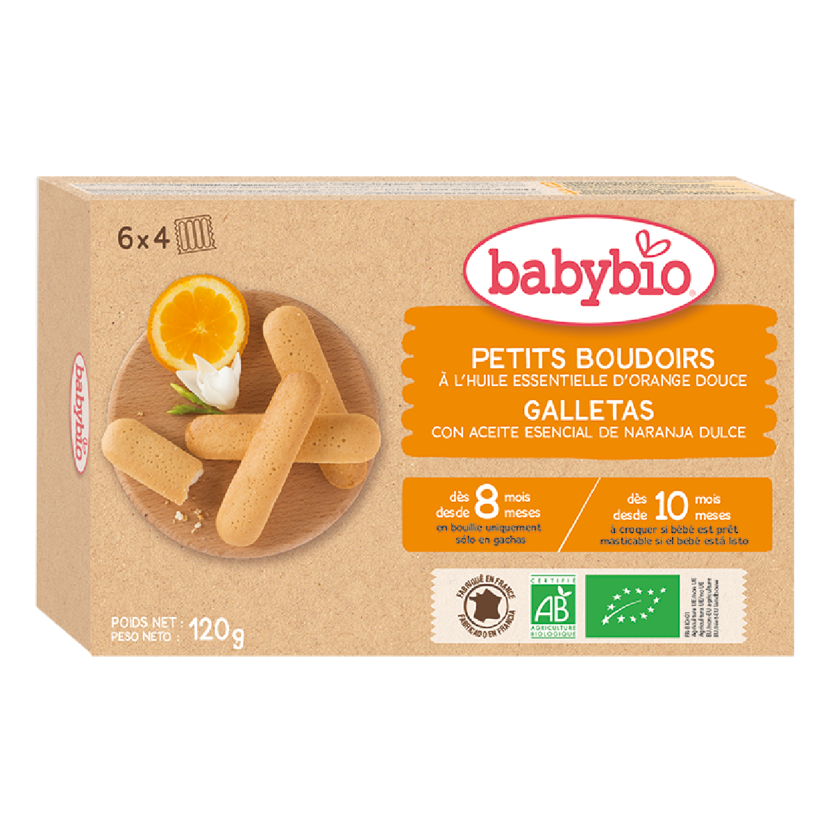 Biscotti biologici per la dentizione al gusto di arancia per bambini Babybio 120 g