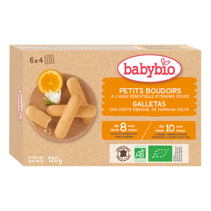 Biscotti biologici per la dentizione al gusto di arancia per bambini Babybio 120 g