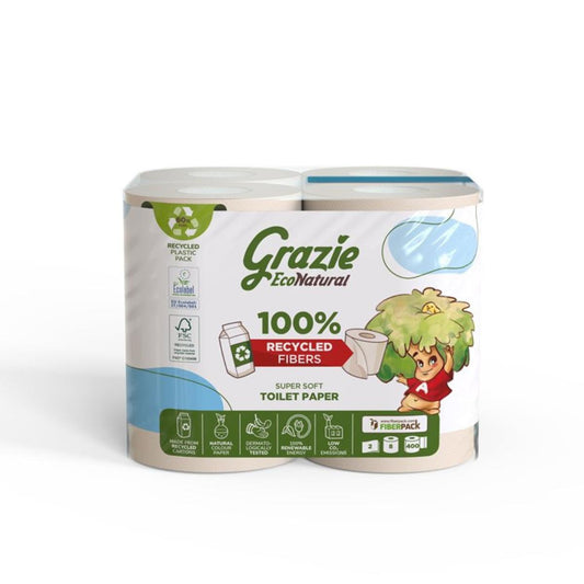 Grazie Natural doppellagiges Toilettenpapier, 8 Rollen