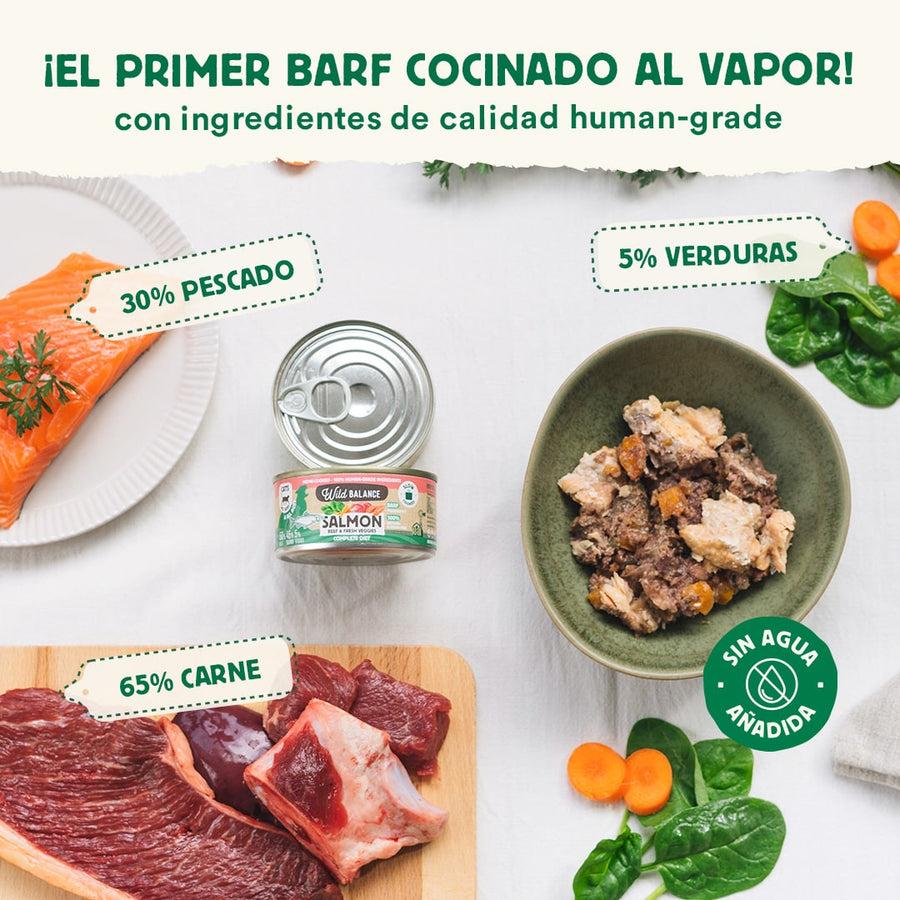 BARF Salmon and Beef Tin Pack for Cats 6 x 120 g Wild Balance