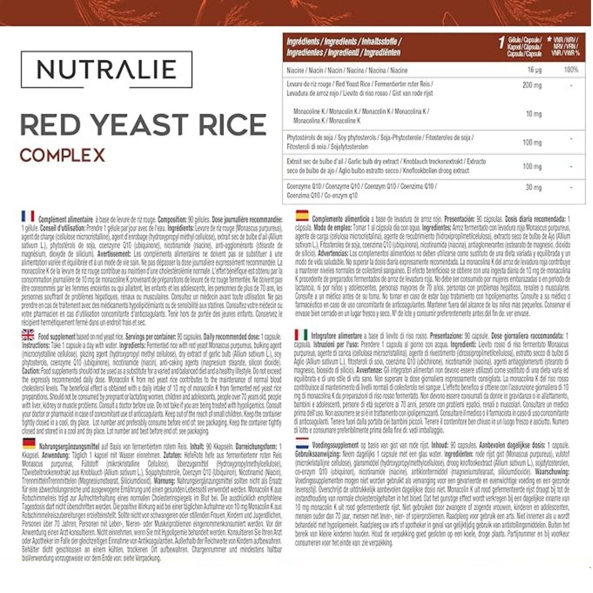 Nutralie Red Yeast Rice with 2.9 mg Monacolin and Q10 90 Capsules
