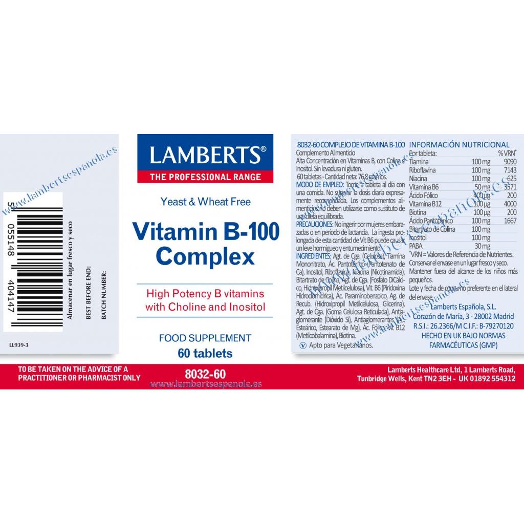 Vitamin-B-Komplex 100 Lamberts, 60 Tabletten
