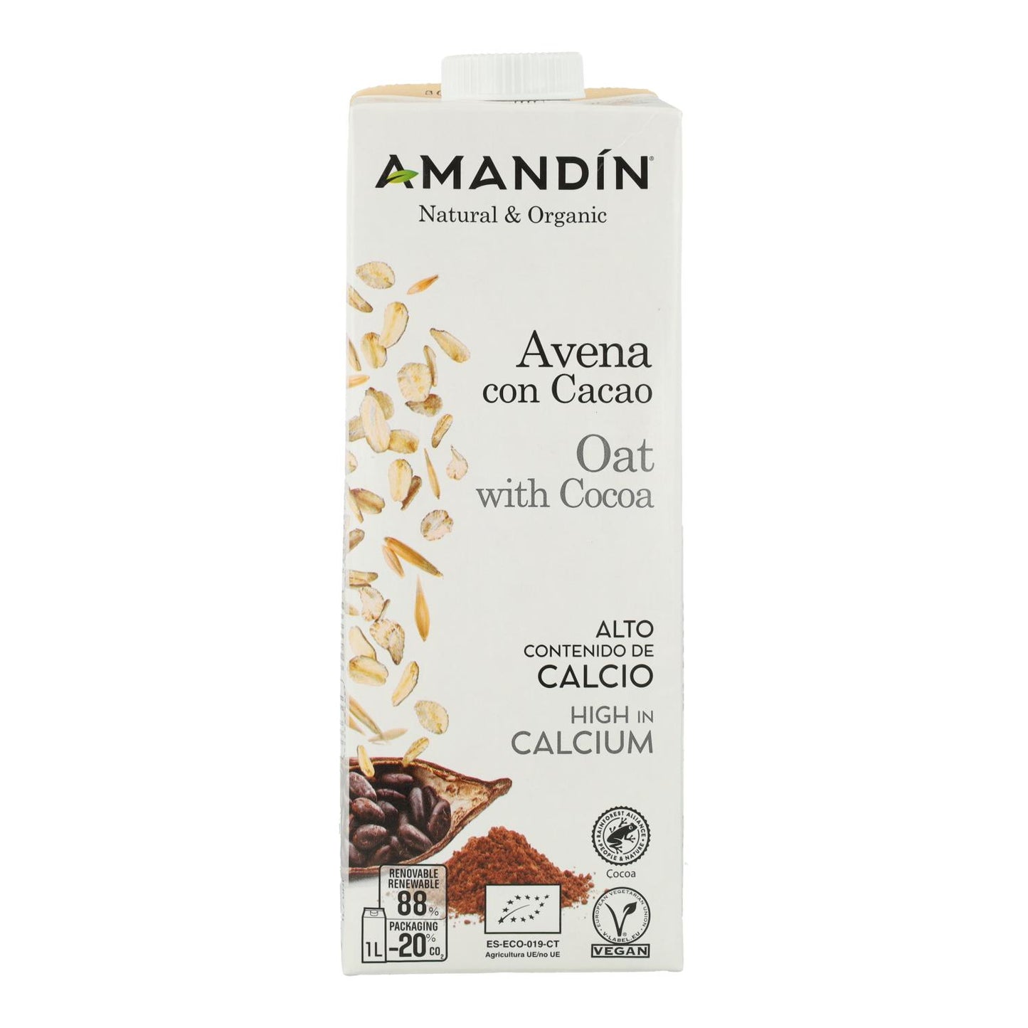 Lot de 6 boissons à l'avoine Amandin au cacao de 1 L
