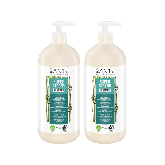 2er-Pack Super Strong Bamboo Shampoo Sante 950 ml