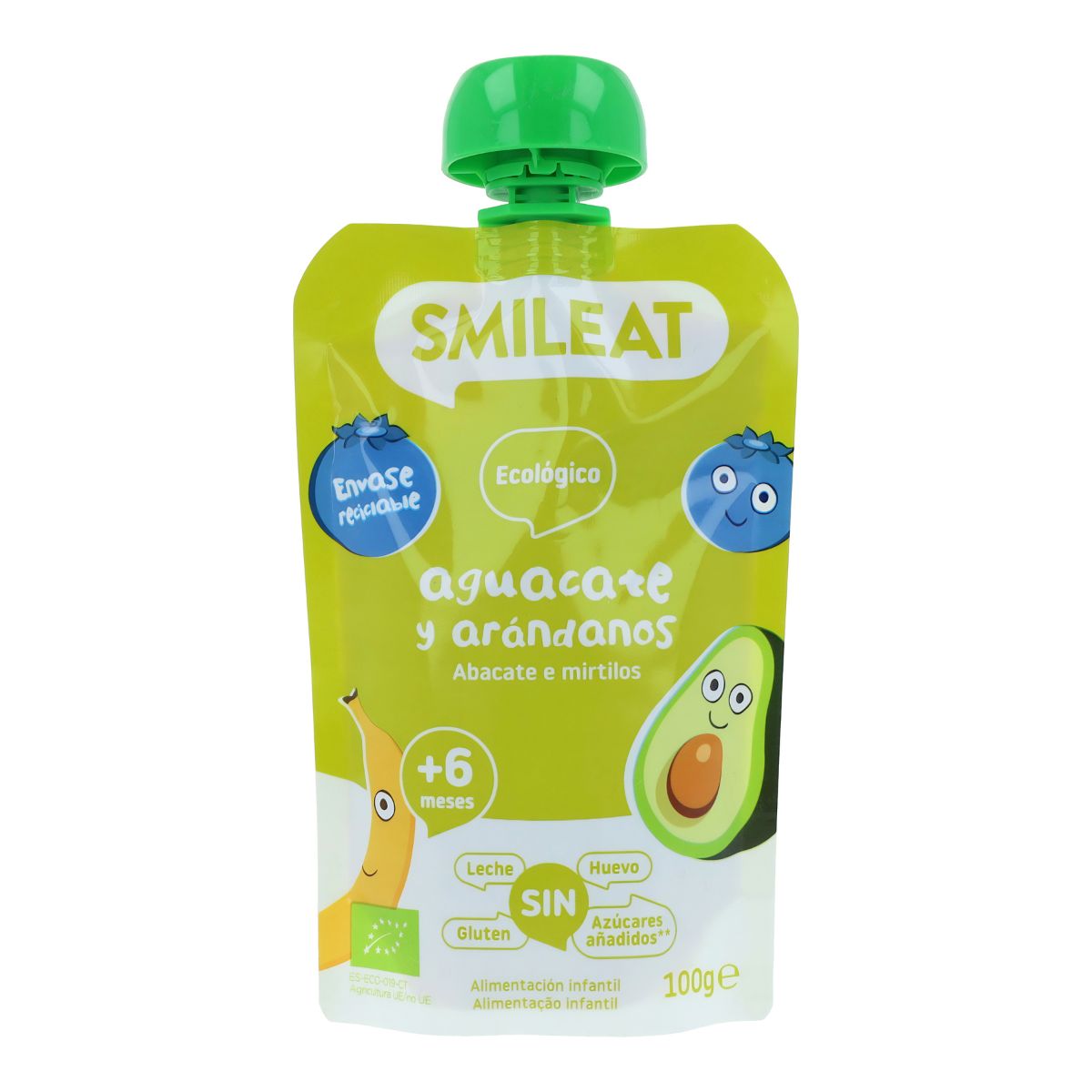 Pochettes avocat et myrtilles ECO Smileat, 100 g