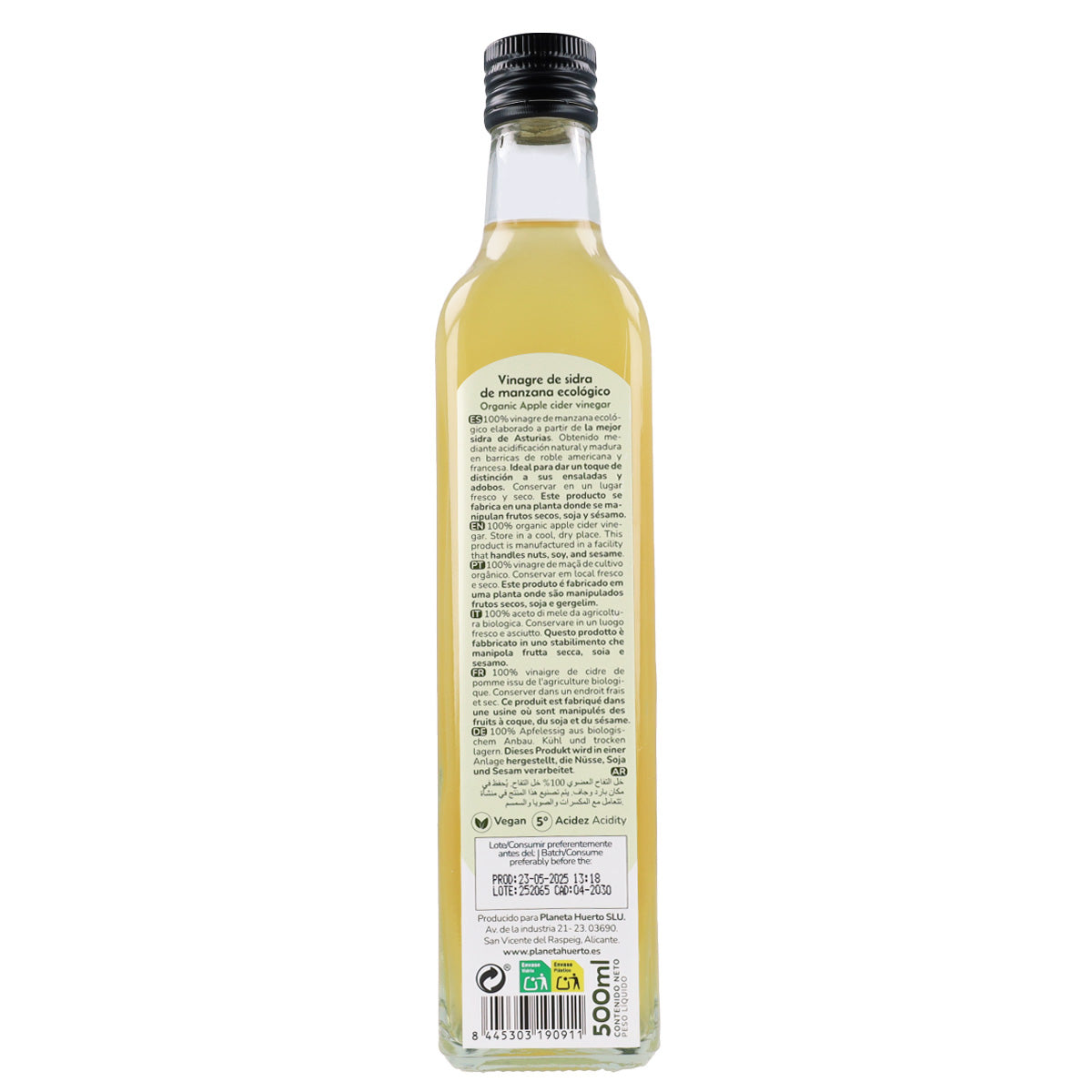Lot de 3 vinaigres de cidre non filtrés ECO Planeta Huerto 500 ml