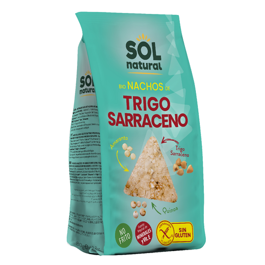 Nachos de sarrasin avec amarante et quinoa BIO sans gluten Sol Natural 80 g