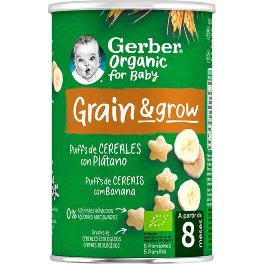 Ekologiskt snack med vete, ris och banan Gerber Organic 35 g GERBER Organic Vete och ris med banan