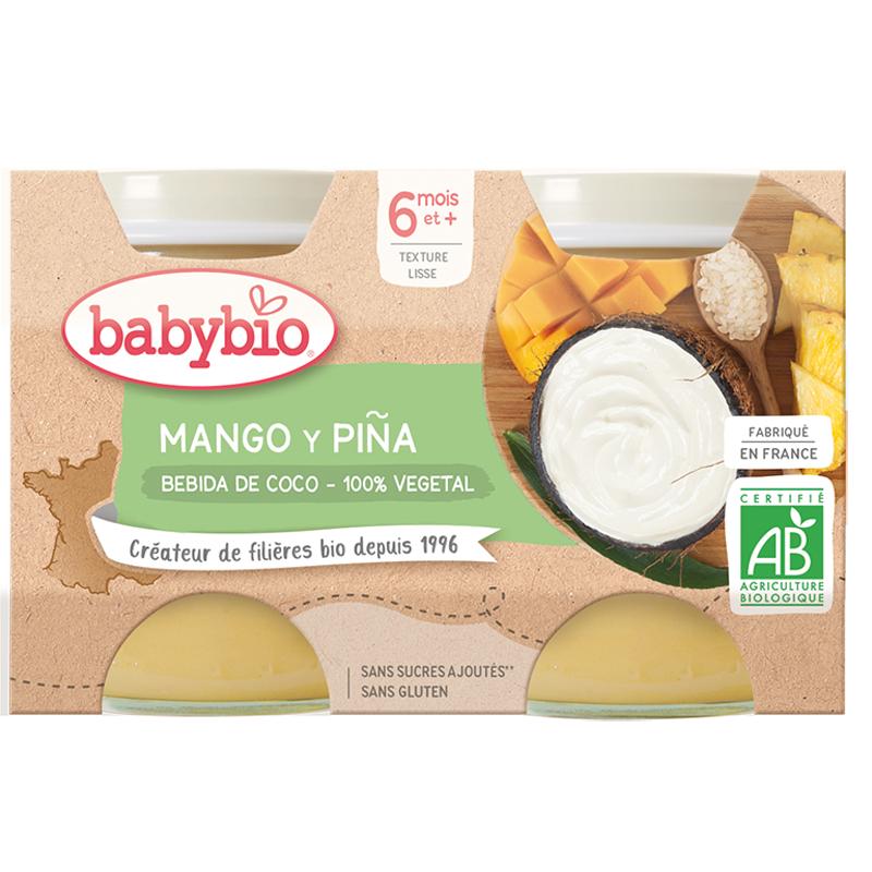Jogurt roślinny mango, ananas i napój kokosowy 2x130 g, Babybio